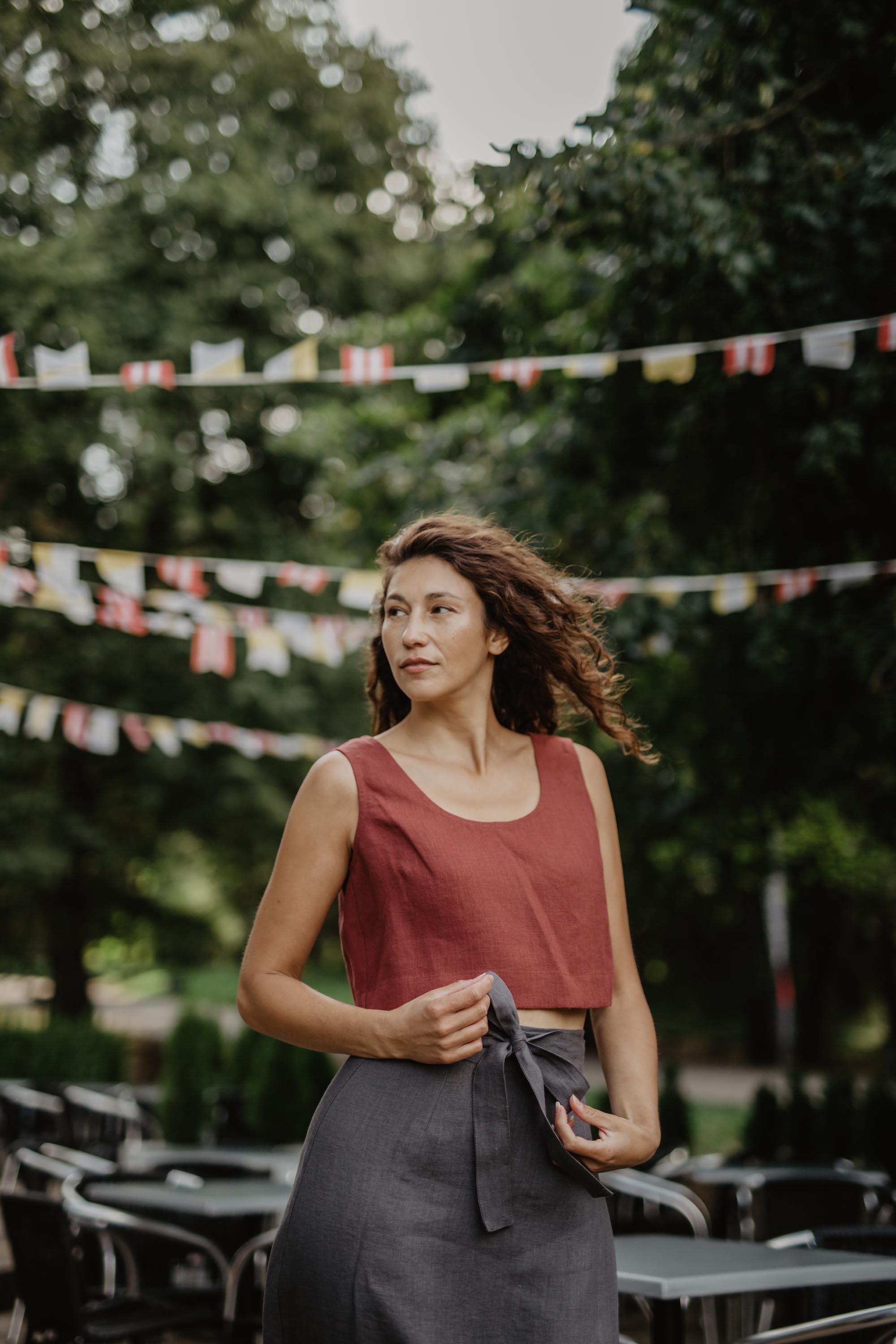 Mini linen crop top PIPPA