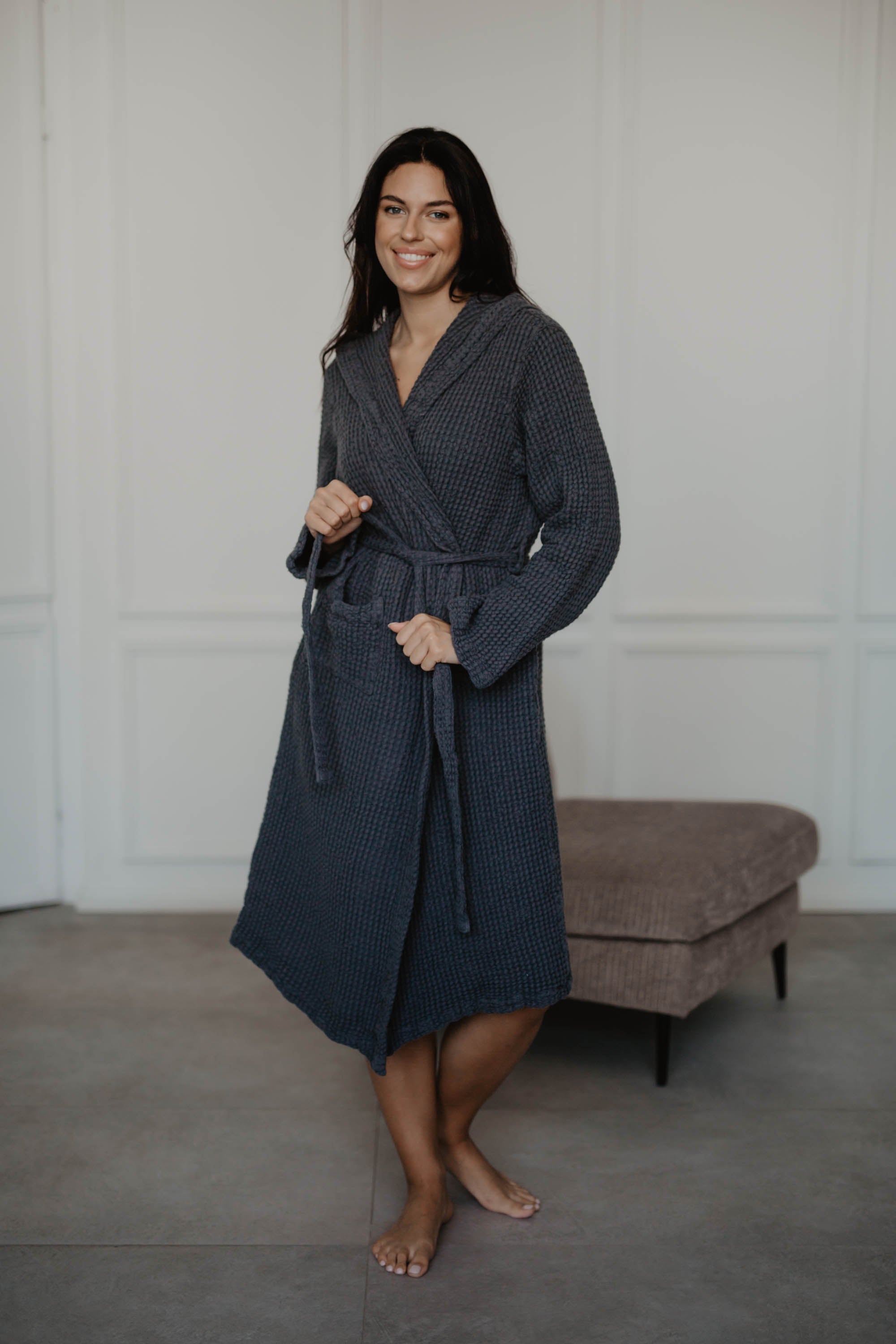 Waffle linen bathrobe Snuggle