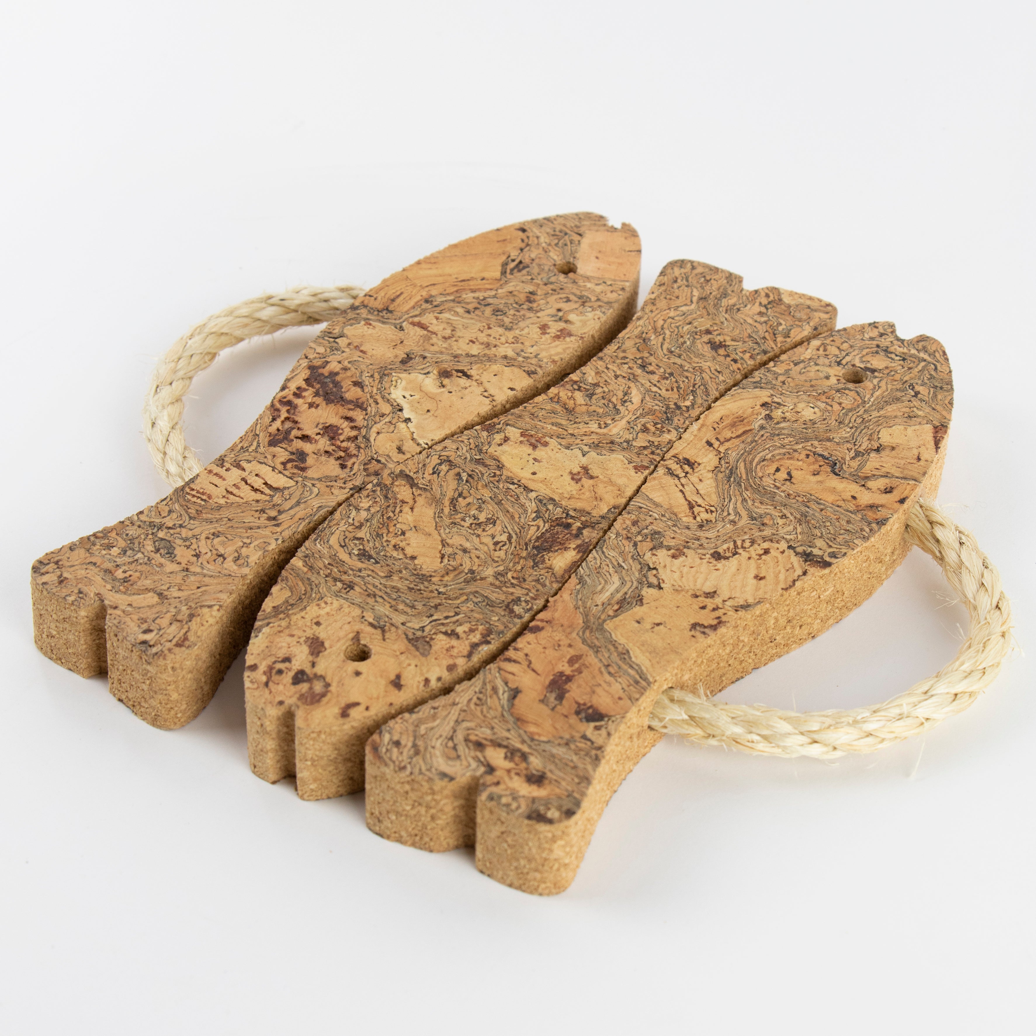 Cork Trivet | Three Fish | Ice Grey