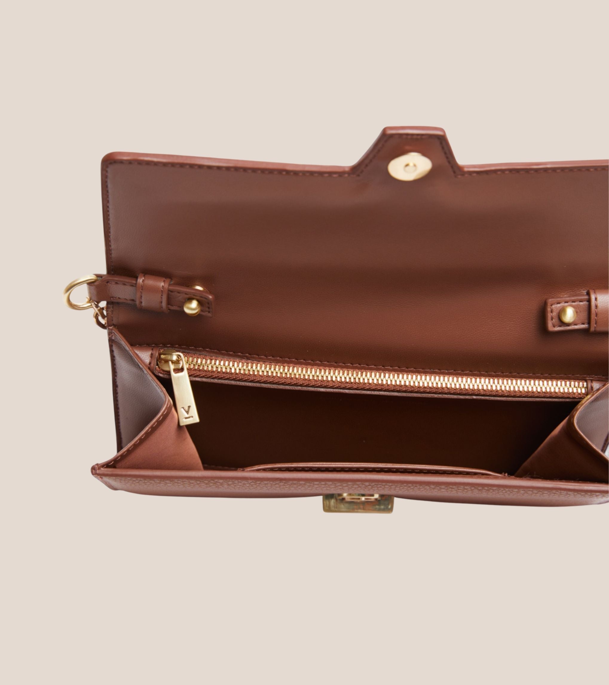 Luella Vegan Bio-Based Bamboo Leather Chain Purse in Brown