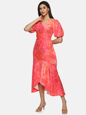 IS.U Floral Pink High Low Midaxi Dress