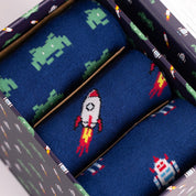 Outer Space Sock Box - 3 Pairs of Bamboo Socks (His)