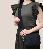 Silvie Vegan Bio-Based Bamboo Dual-Look Bamboo Crossbody Bag in Black