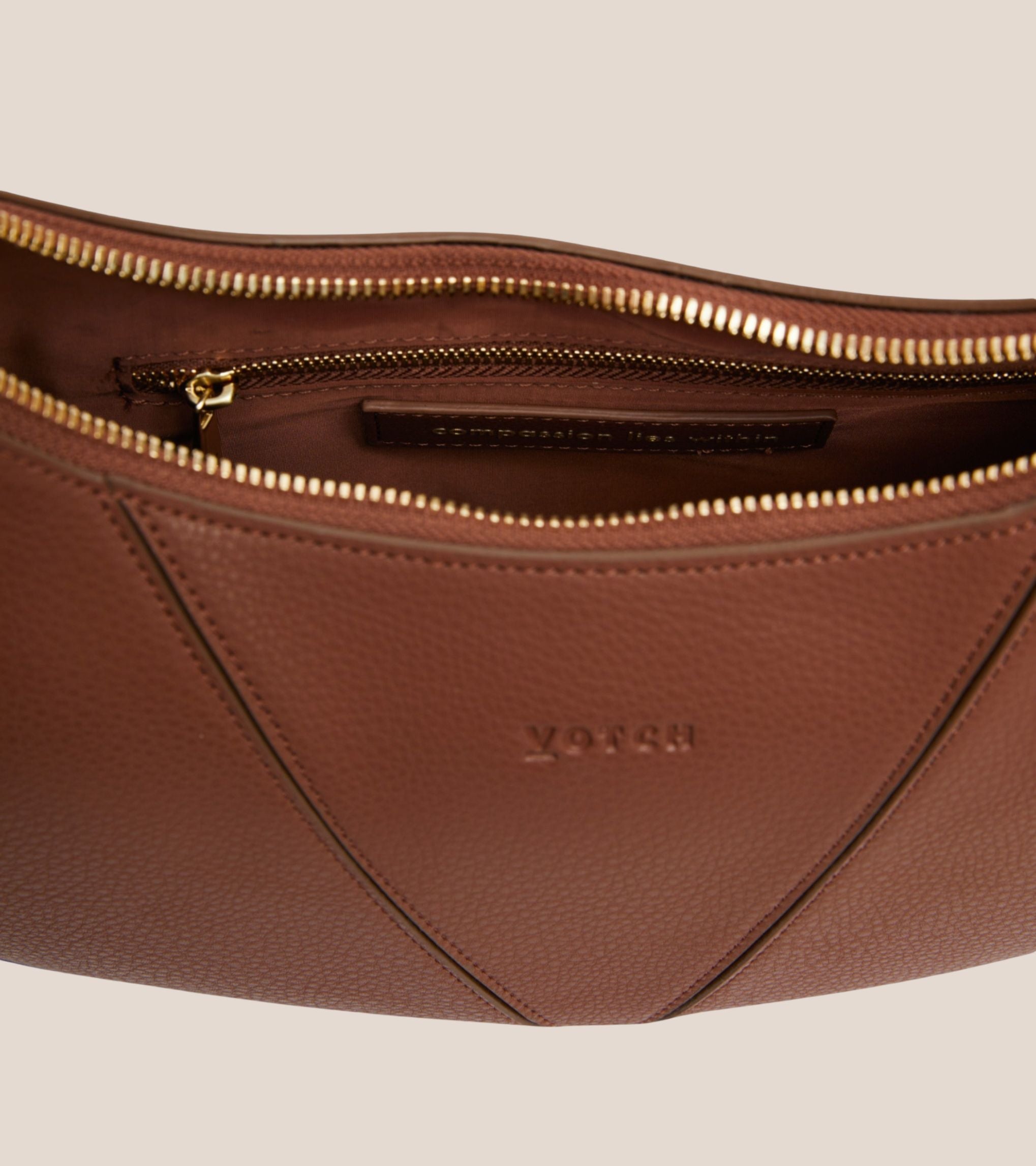 River Vegan Bio-Based Bamboo Leather Hobo Bag in Brown