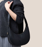 River Vegan Bio-Based Bamboo Leather Hobo Bag in Black