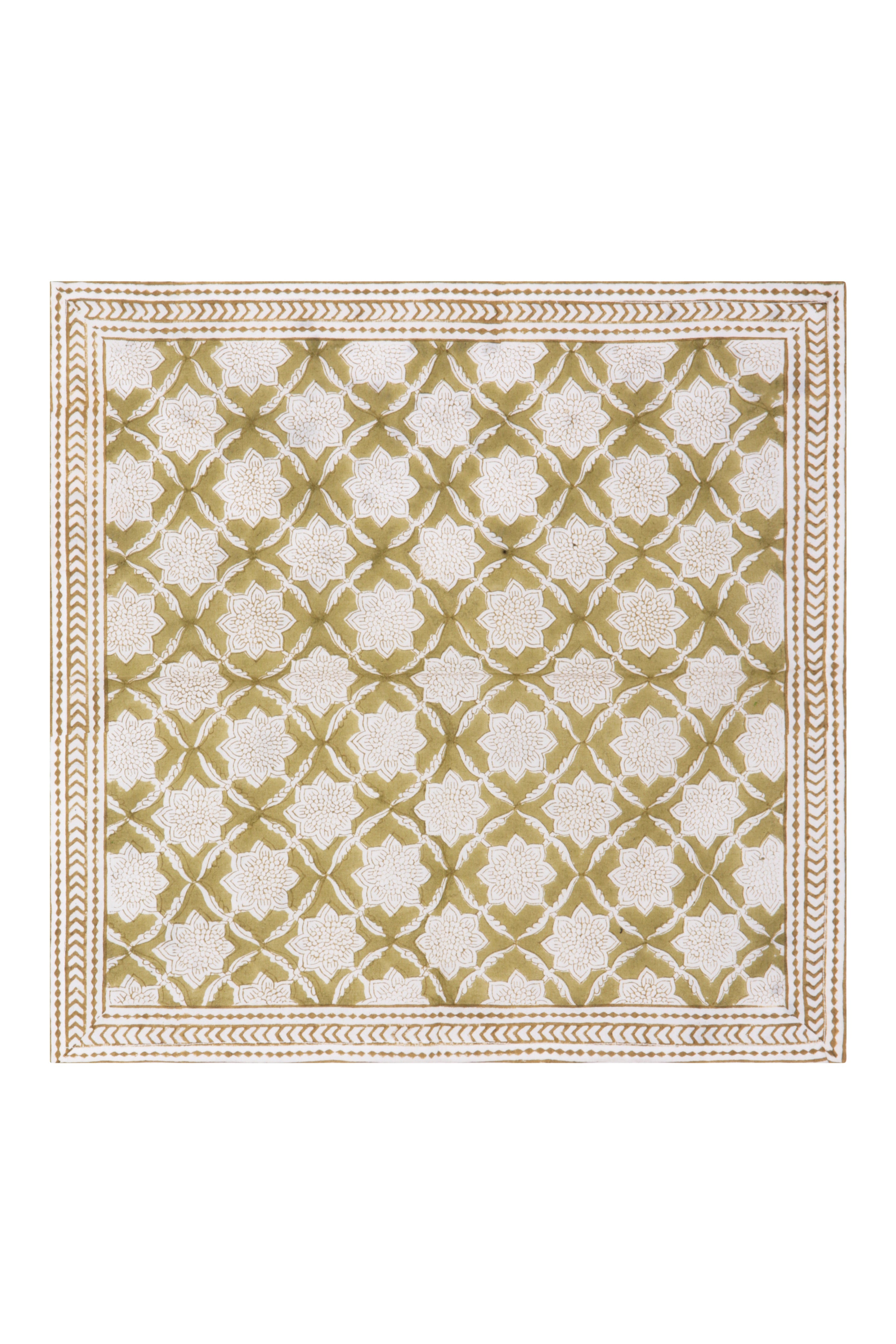 Fresco Stripe Napkins  With Border X 4 Napkin  Set Cotton Olive One  Size