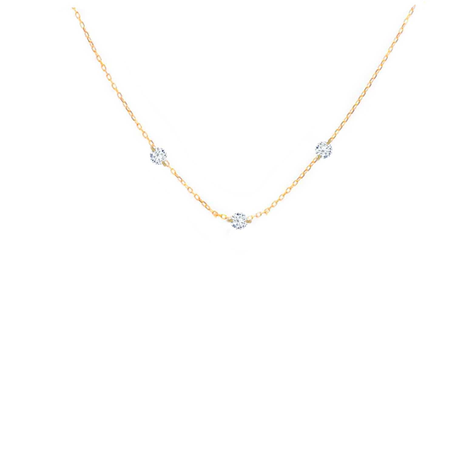 Rising Star 3 Diamond Station Necklace