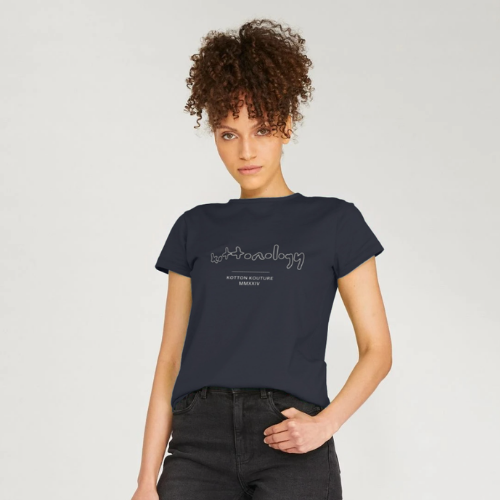 Womens Navy Crew Neck T-Shirt