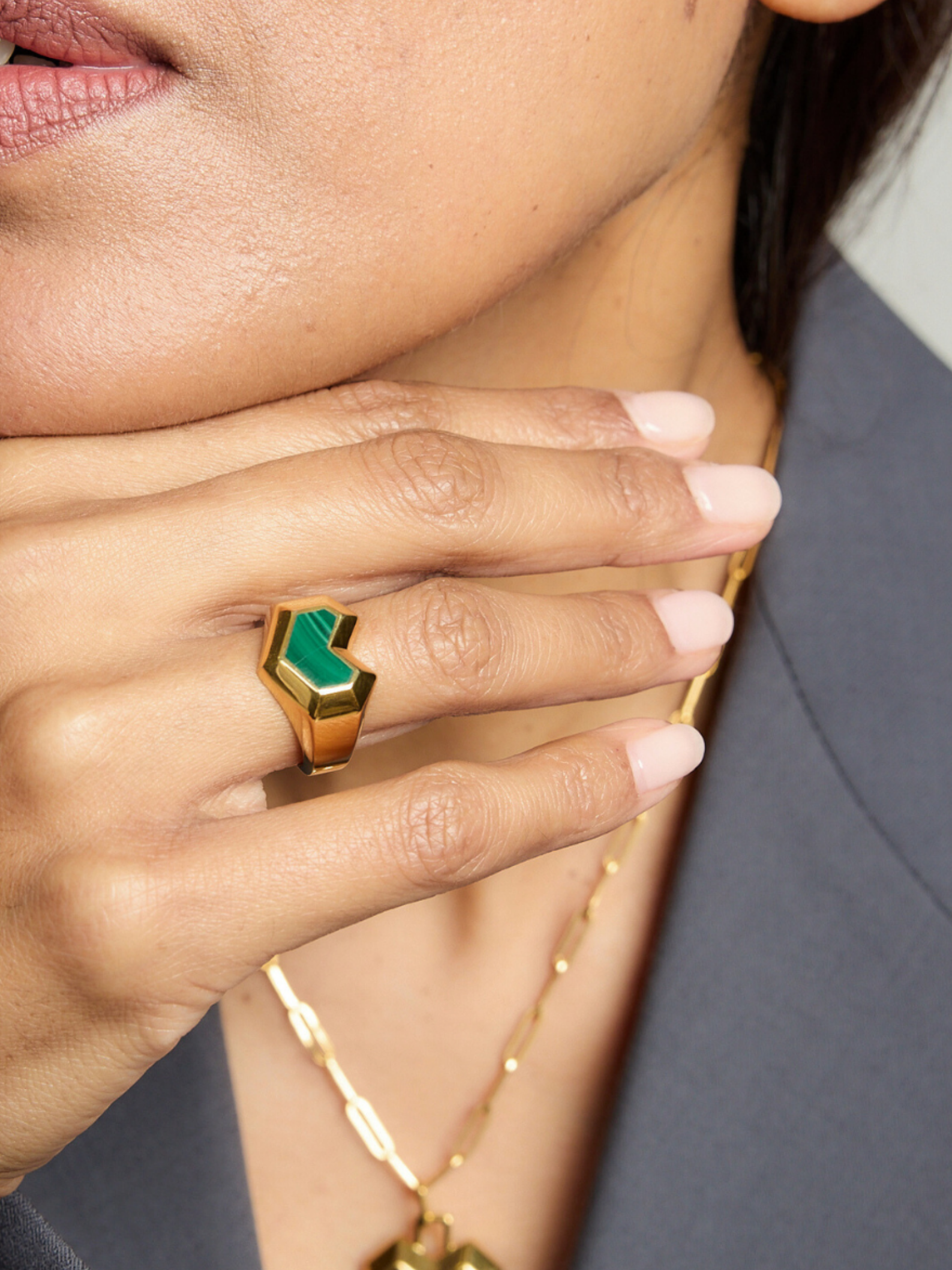 DARYL RING  18k Gold Plated - Malachite