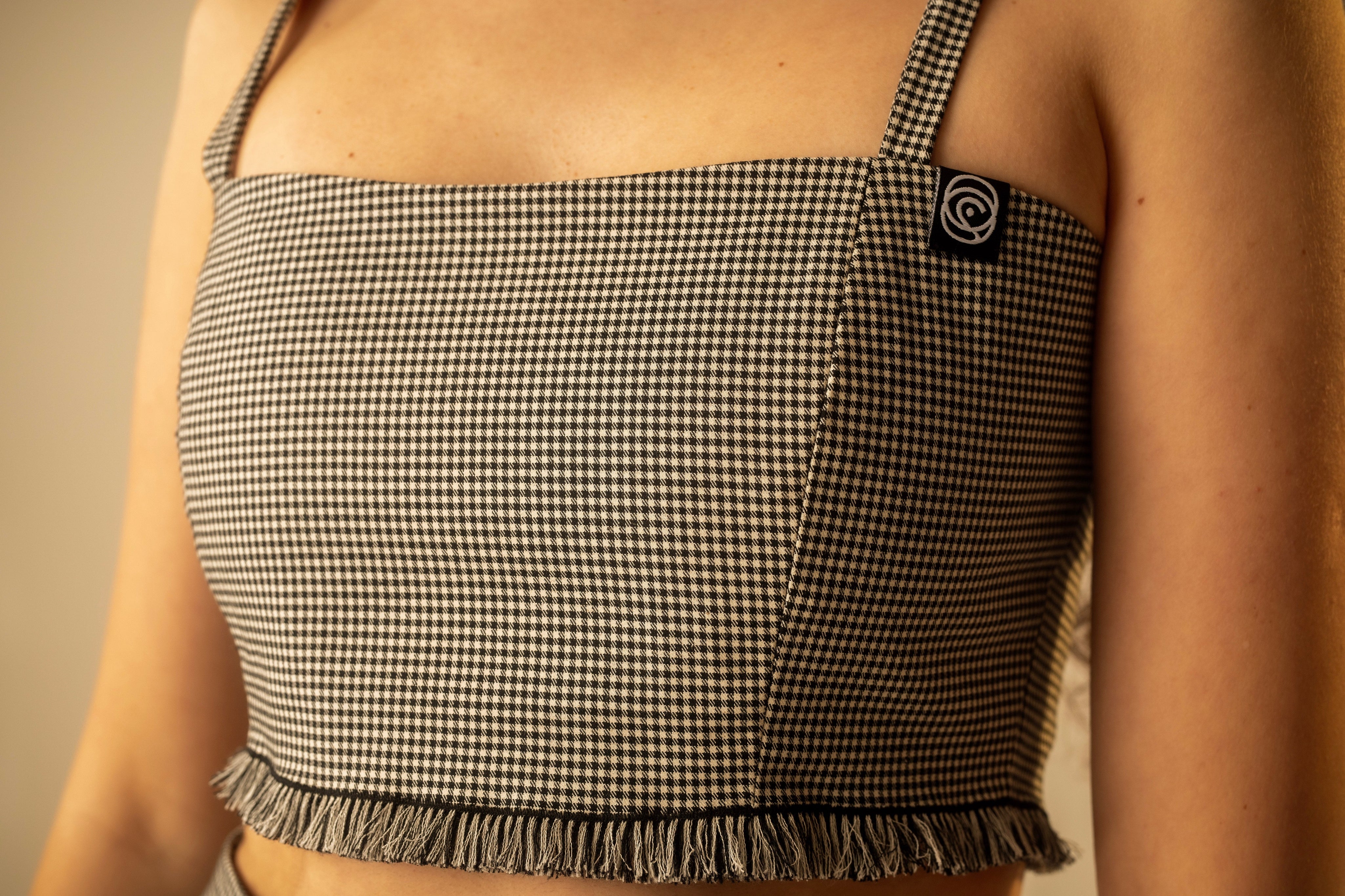 Check Fringe Bralette