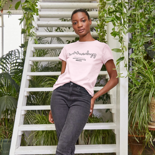 Womens Pink Crew Neck T-Shirt