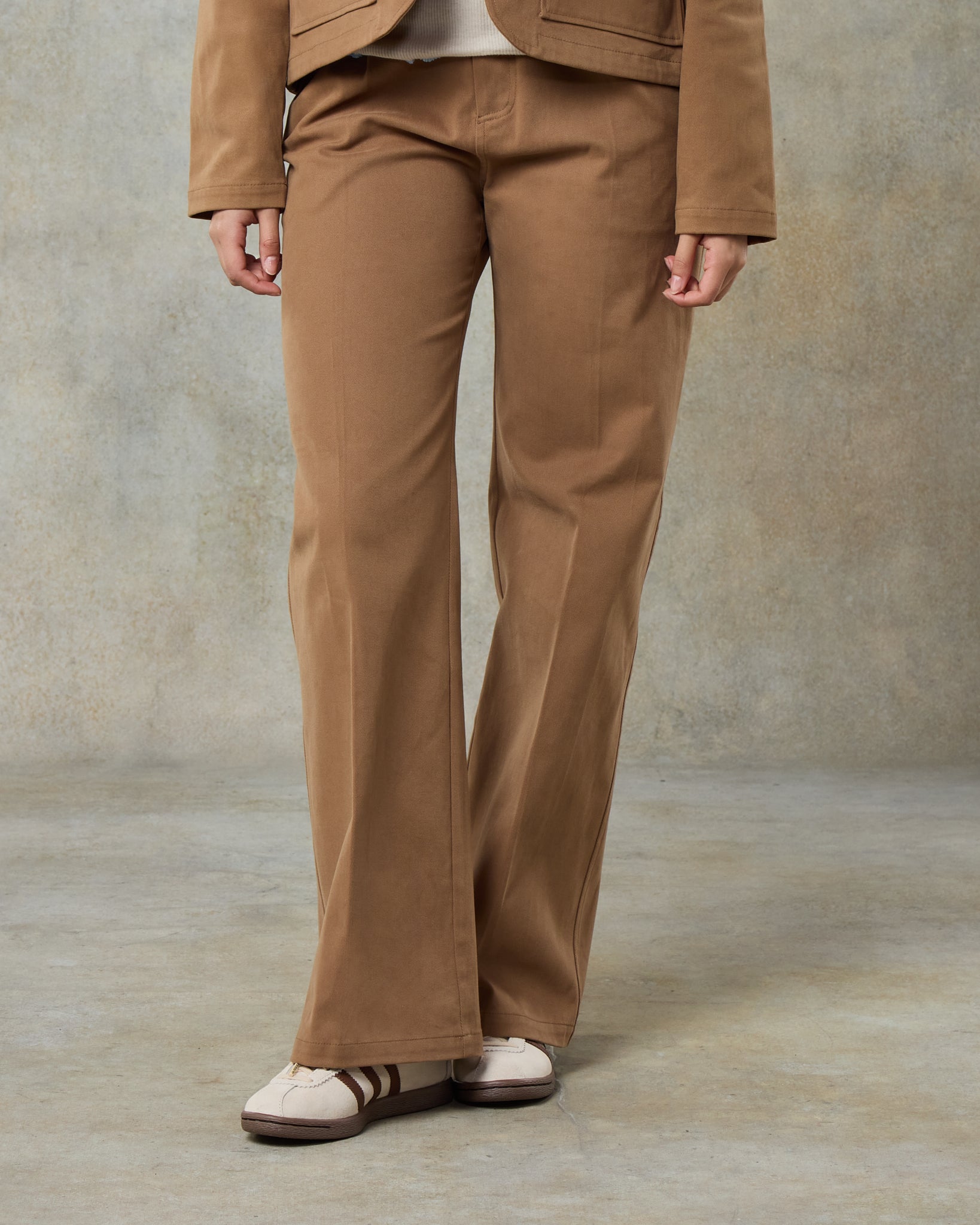 Womens Mocha Cotton Trouser