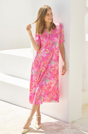 Anne EcoVero™ Dress | Tropical Pink/Yellow