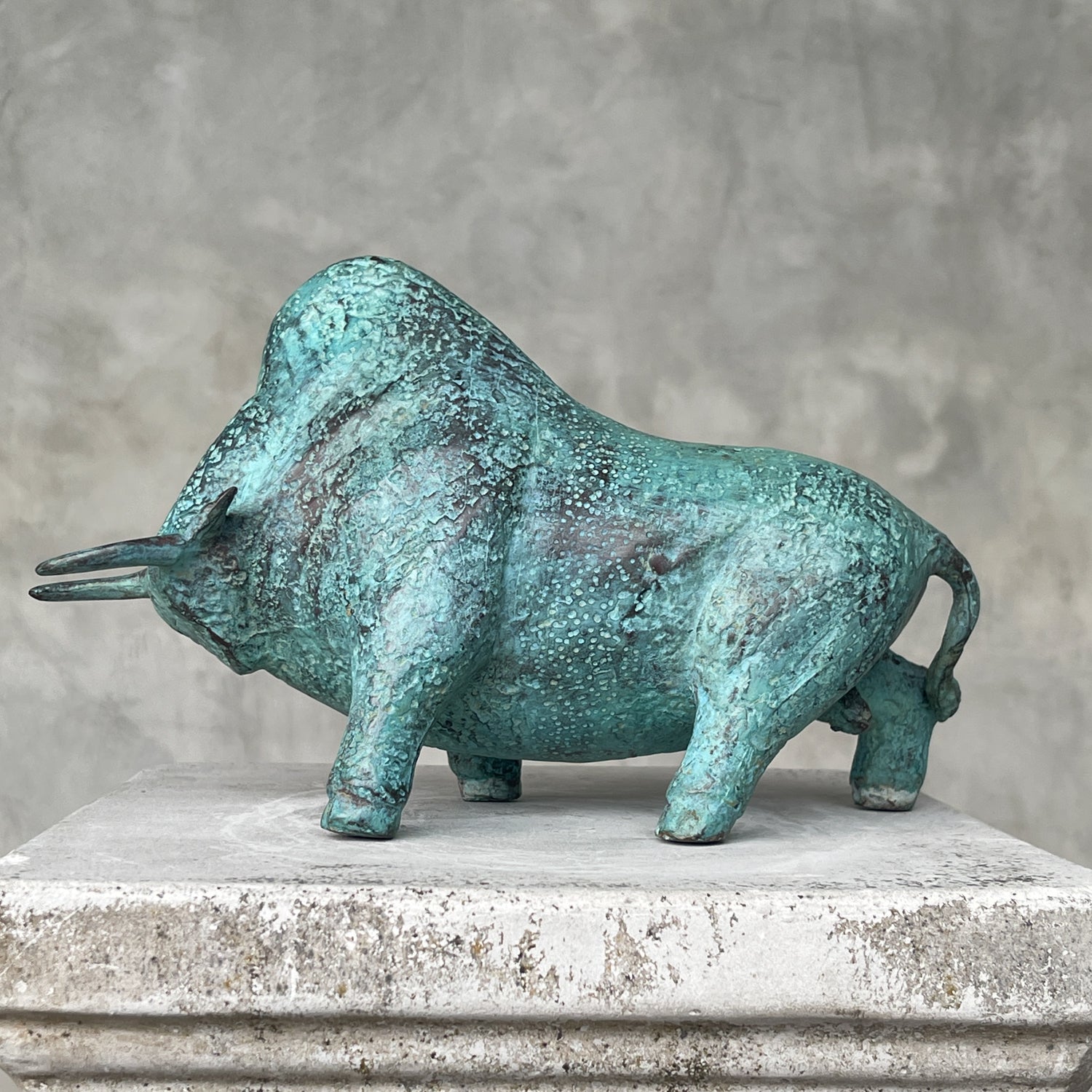Patinated Charging American Bison