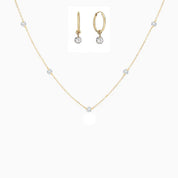 Starlight 9 Diamond Station Necklace with Hoop Earrings