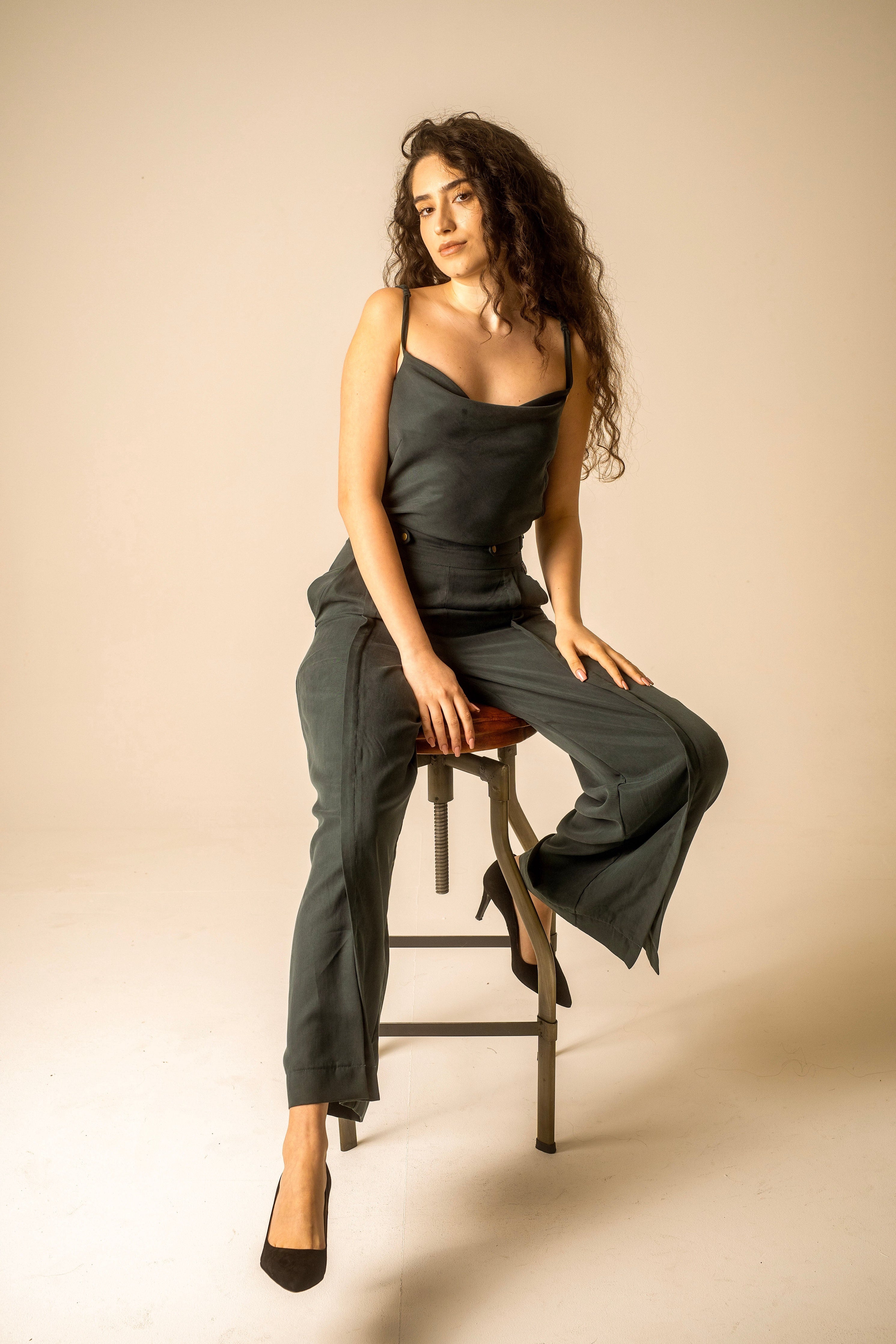 Teal Cowl Camisole Top