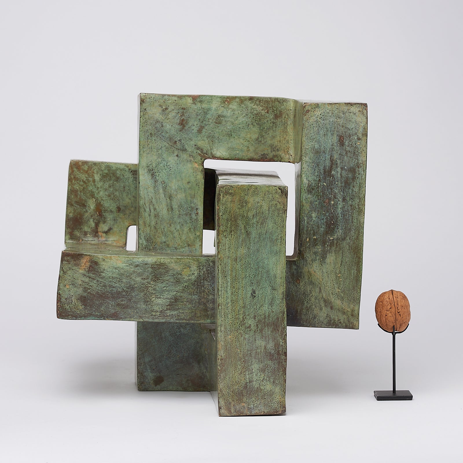 Patinated Endless Knot Cubist Sculpture Large