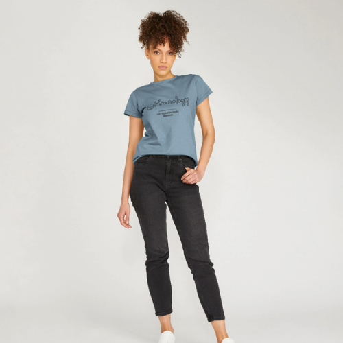 Womens Stone Blue Crew Neck T-Shirt