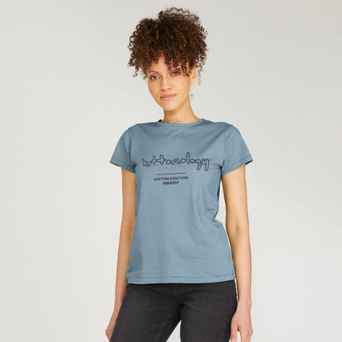 Womens Stone Blue Crew Neck T-Shirt