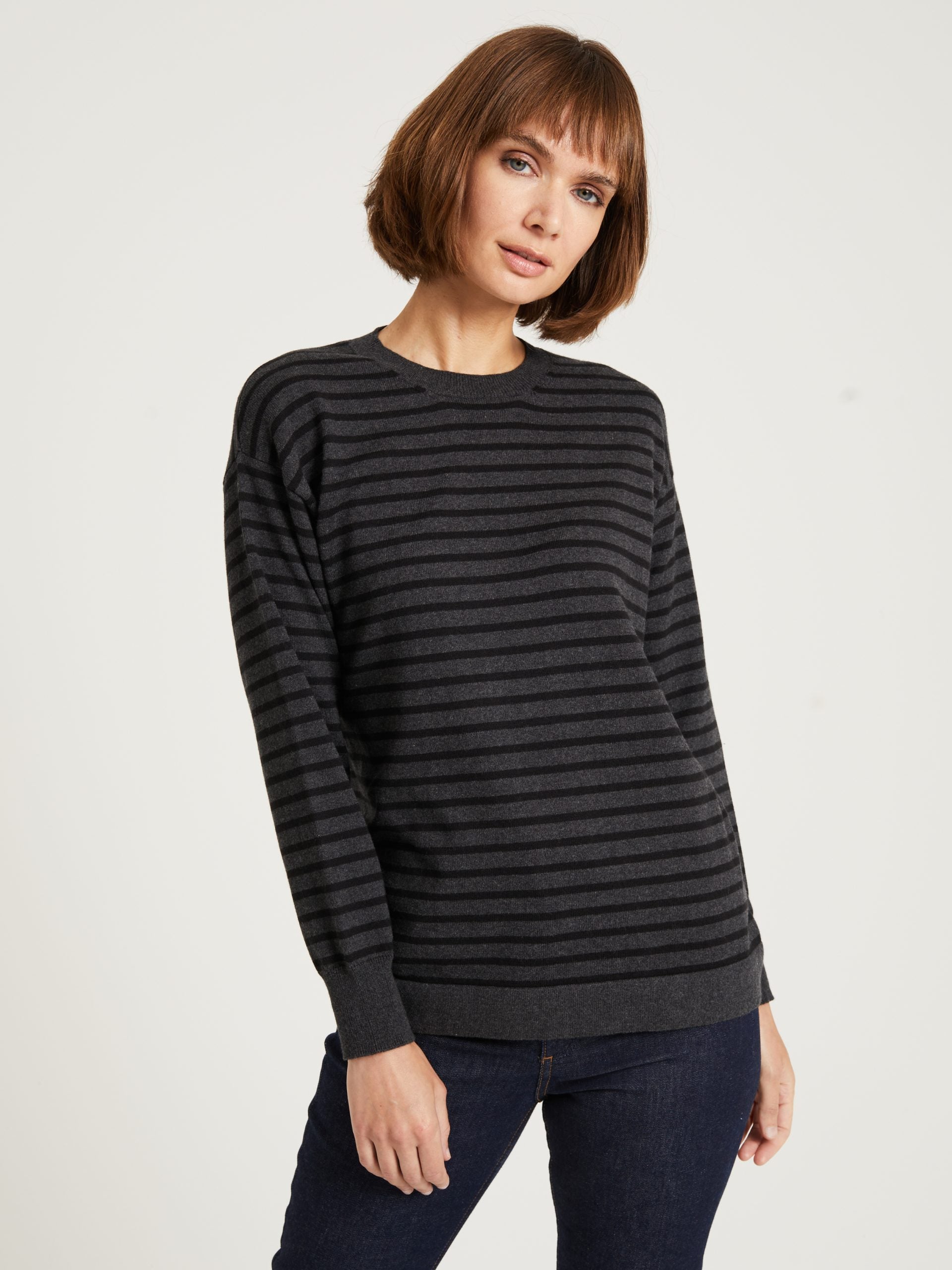 Breton Style Jumper, Grey