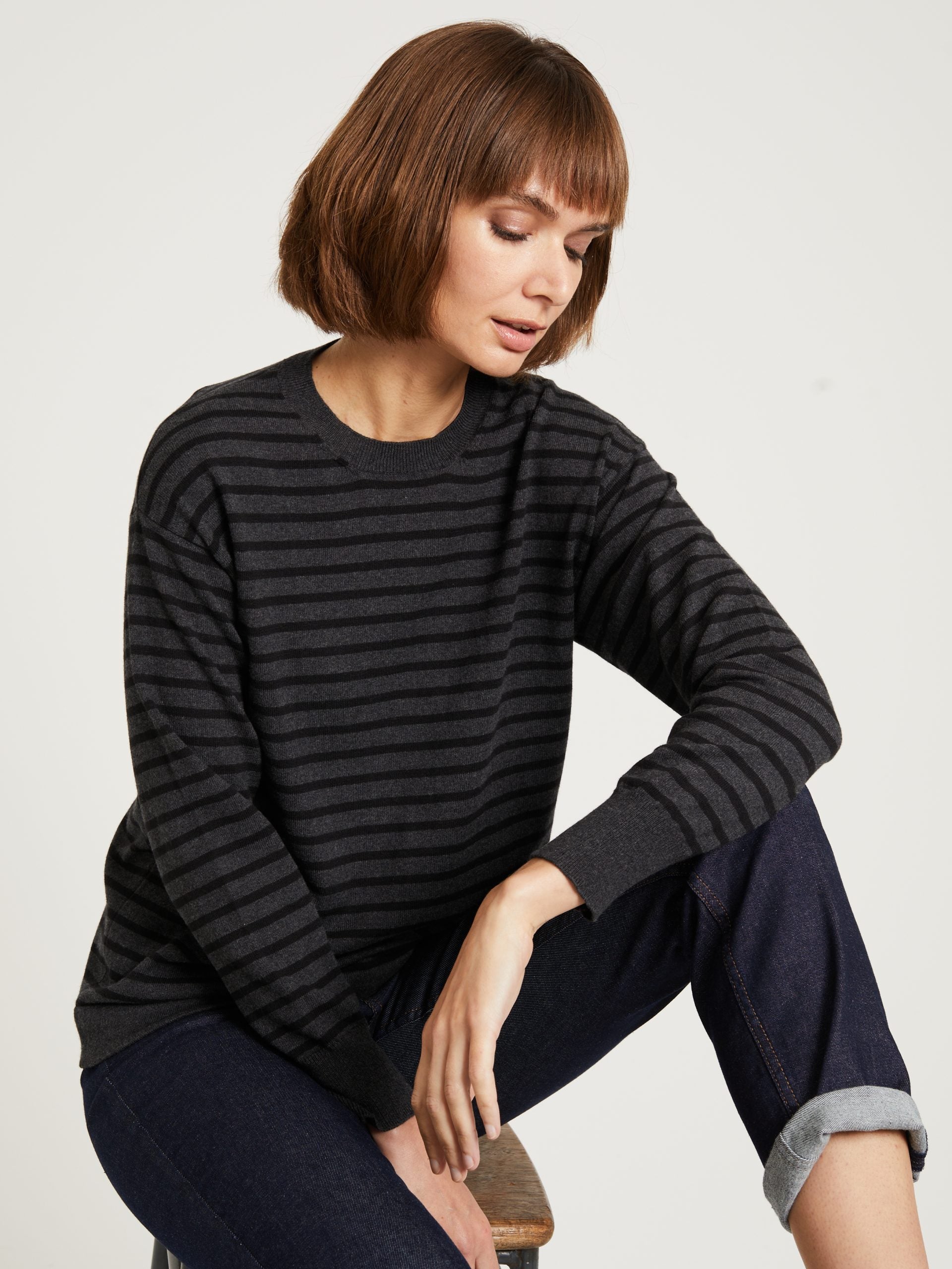 Breton Style Jumper, Grey