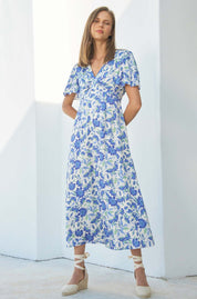 Anais Dress | Clematis Vines White/Blue