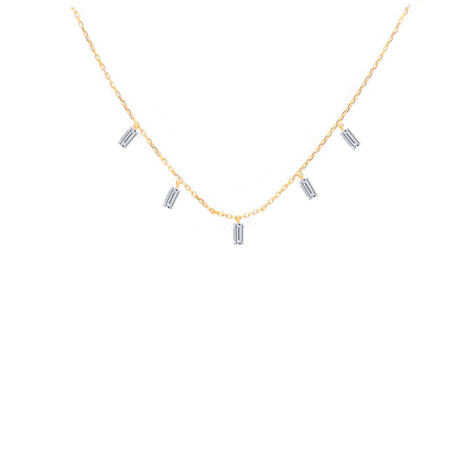 Rising Star 5 Baguette Diamond Dangle Necklace