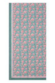 Hand Printed Cloth 170 X 300 Cms Table Cloth Cotton Pine Green M/L