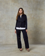 Womens Rich Navy Wool Herringbone Jacket