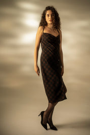 Dogtooth Silk Slip Dress