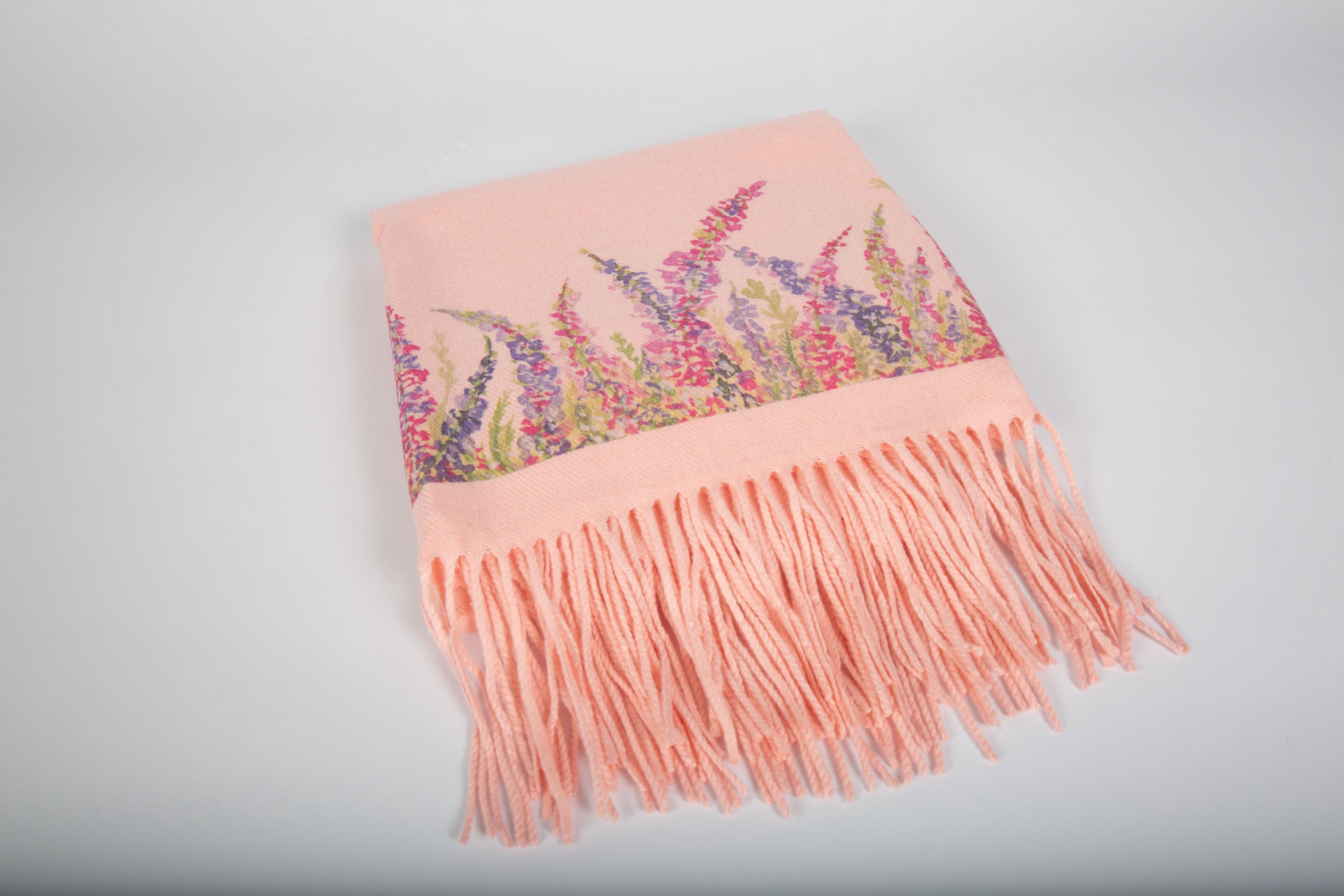 Cashmere Feel Luxury Scarf Handprinted With Heather
