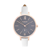 Amalfi Petite Vegan Leather Watch Rose Gold, Grey & White