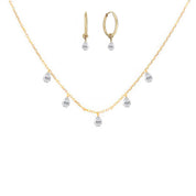 Rising Star Pear 5 Diamond Dangle Necklace with Hoop Earrings Gift Set