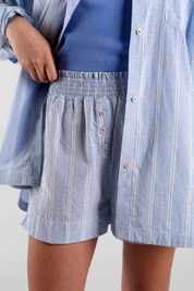 Lomandra beach stripe ethical-cotton pyjama shorts - Mountain Blue