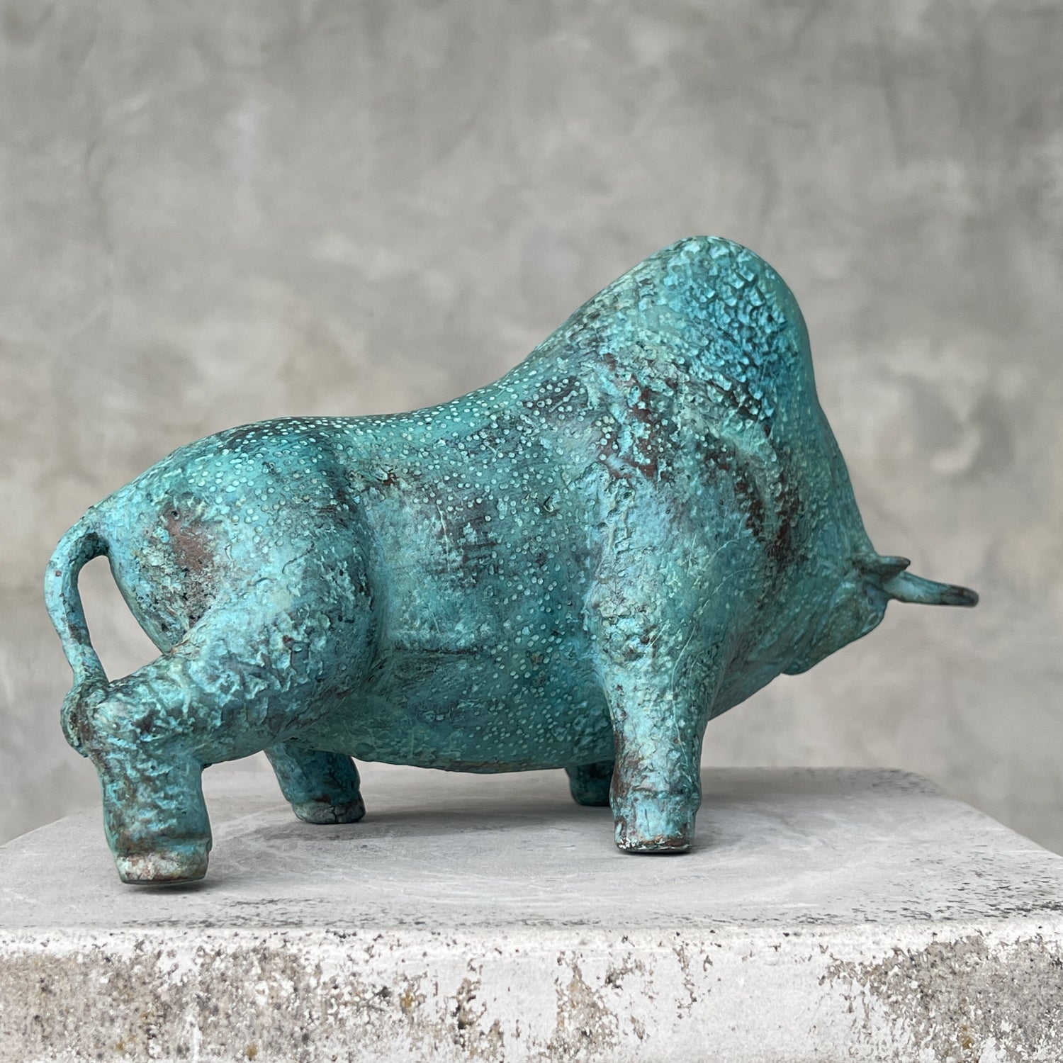 Patinated Charging American Bison