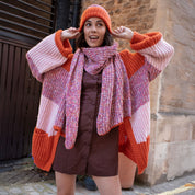 Janie Oversized Chunky Stripe Cardigan - Orange