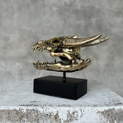 Polished Bronze Dragon Head Sculpture on Stand