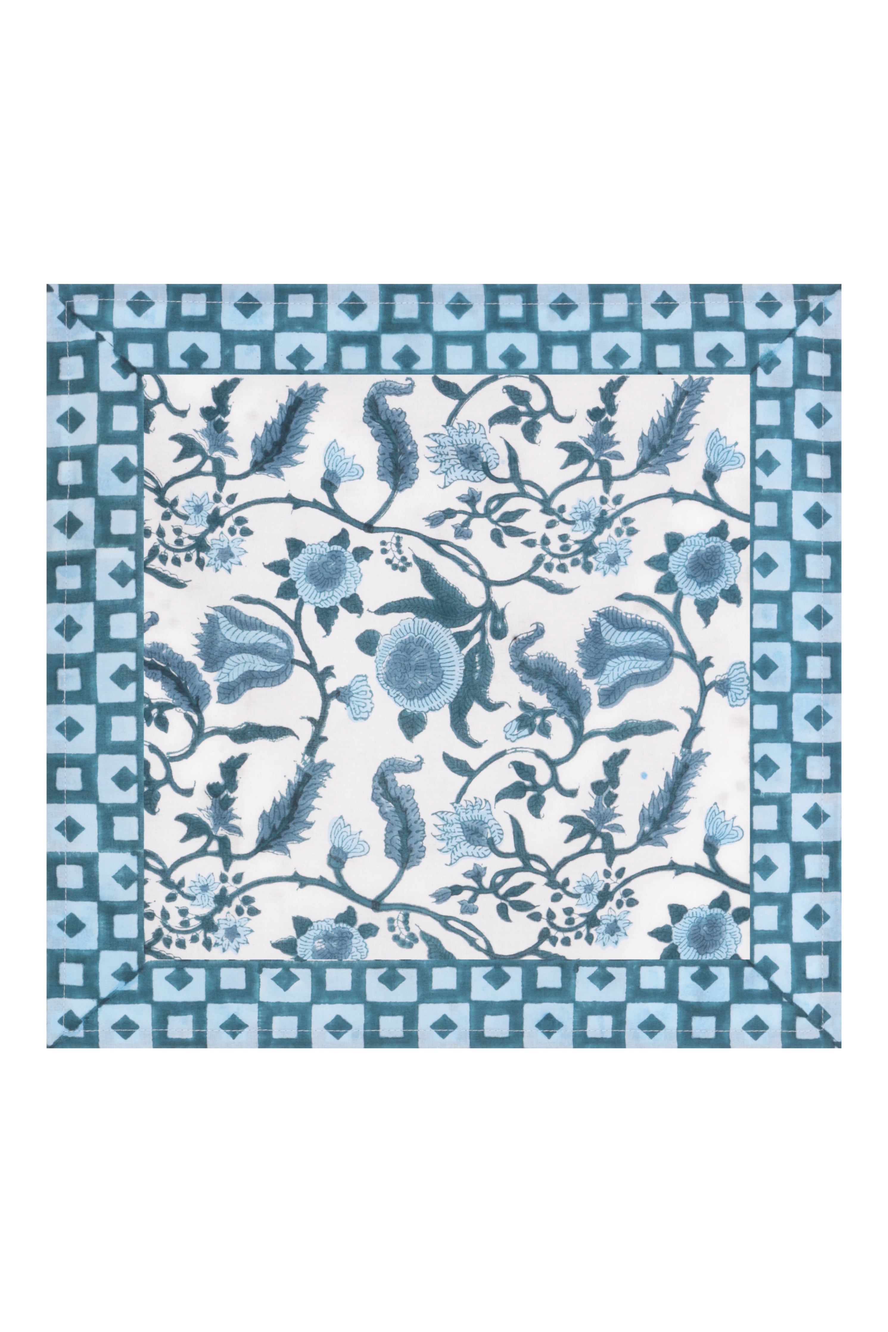 Athena Trellis  X 4 Napkin Set Cotton Blue One Size