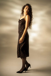 Dogtooth Silk Slip Dress