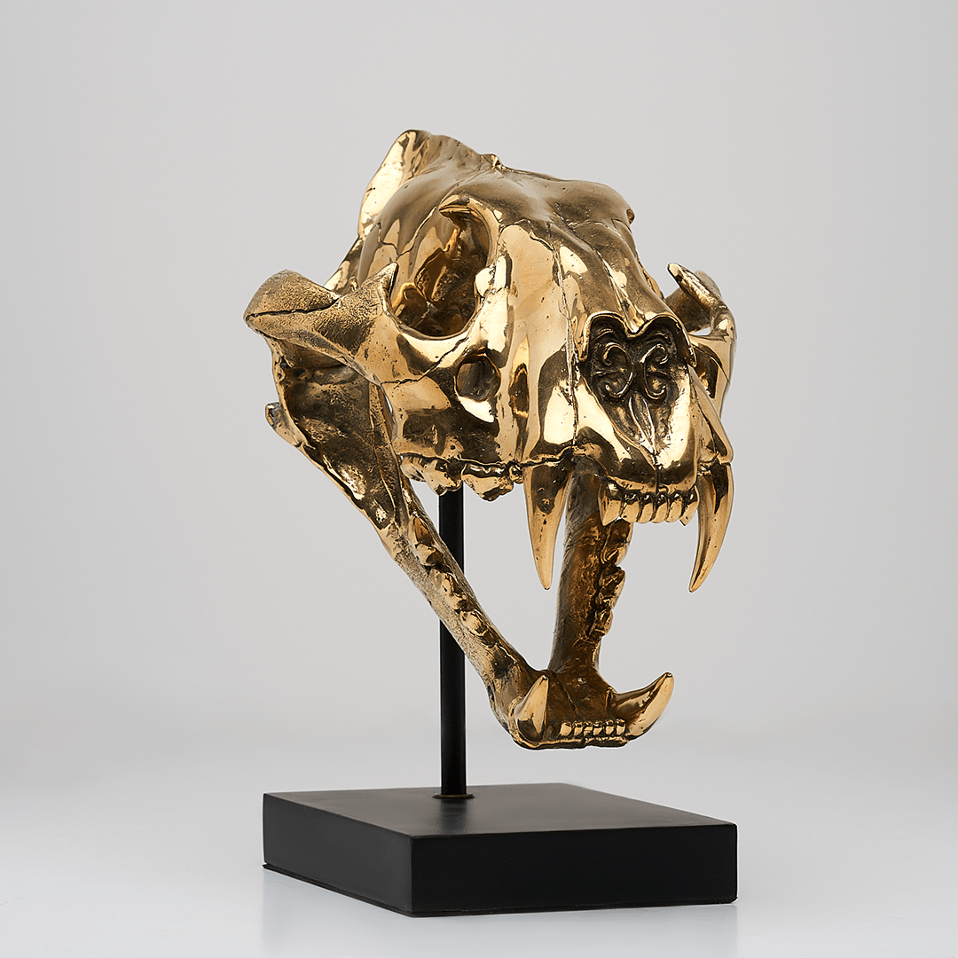 Sumatran Tiger Skull in Polished Bronze