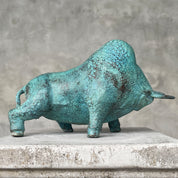Patinated Charging American Bison
