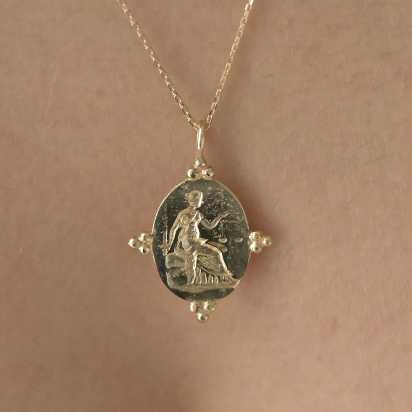 9ct Gold Goddess Themis Pendant Necklace