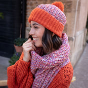Lolly Twist Bobble Beanie Hat - Orange