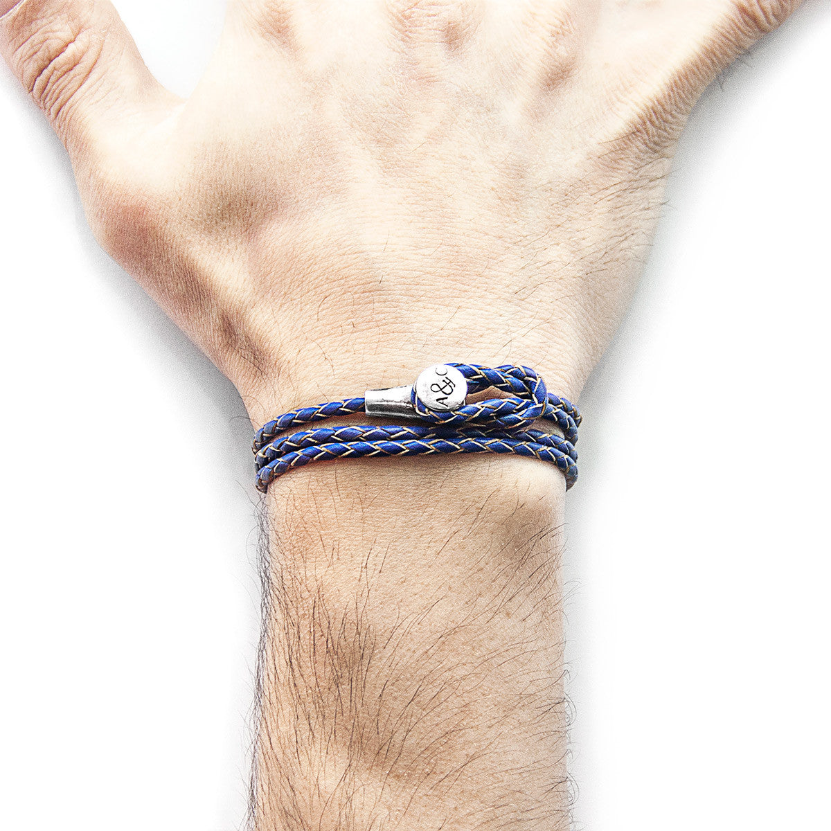 Royal Blue Dundee Silver and Braided Leather Bracelet