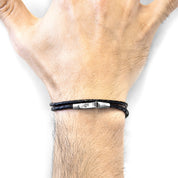 Coal Black Liverpool Silver and Braided Leather Bracelet