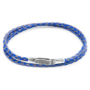 Royal Blue Liverpool Silver and Braided Leather Bracelet