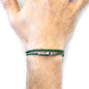 Fern Green Liverpool Silver and Braided Leather Bracelet