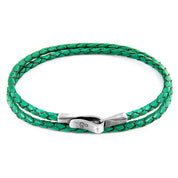 Fern Green Liverpool Silver and Braided Leather Bracelet