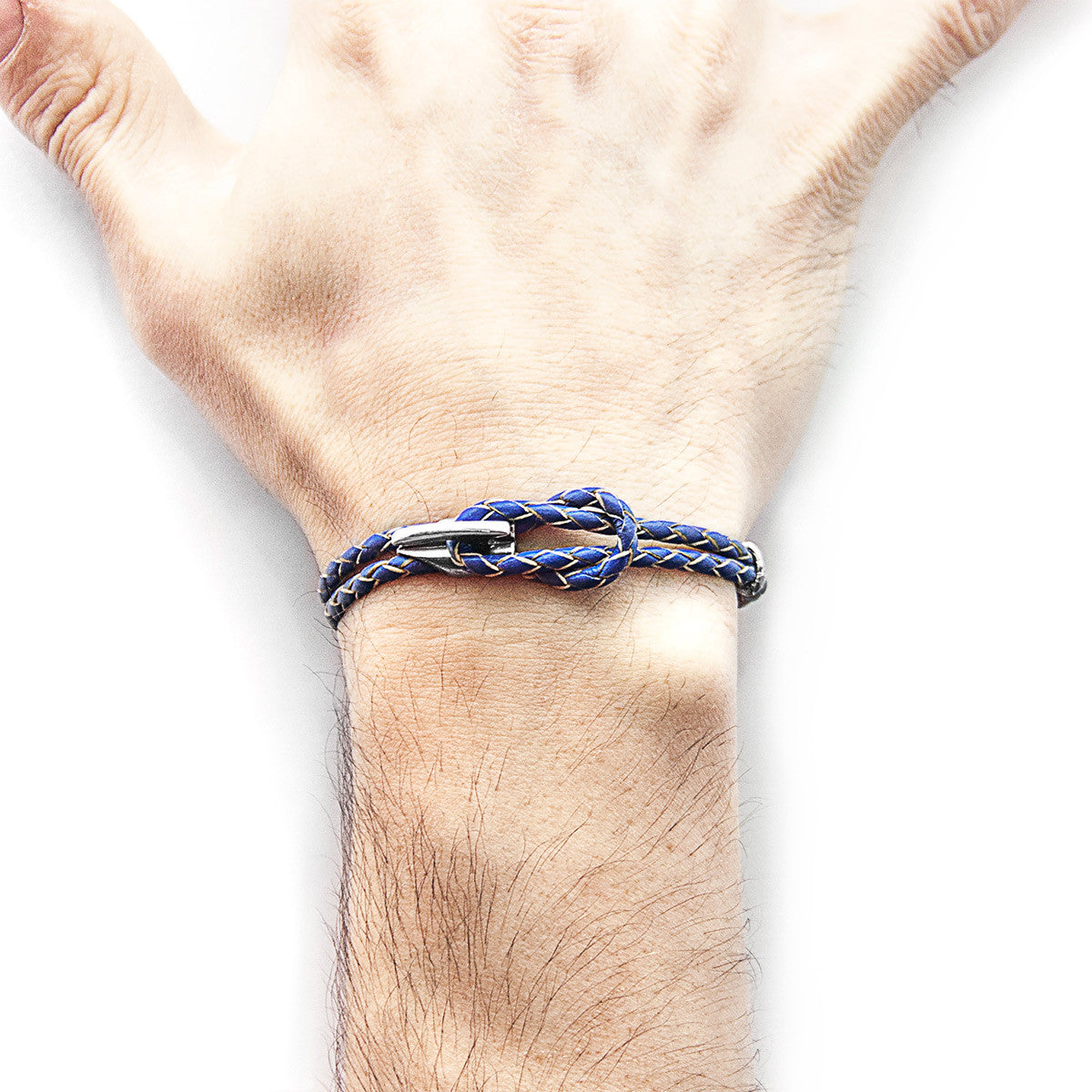 Royal Blue Padstow Silver and Braided Leather Bracelet