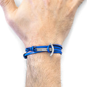 Royal Blue Clipper Anchor Silver and Flat Leather Bracelet